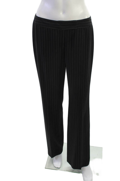 Tahari Womens Striped Black Dress Pants Polyester Blend 30 Inseam Size 8