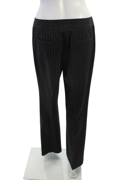 Tahari Womens Striped Black Dress Pants Polyester Blend 30 Inseam Size 8