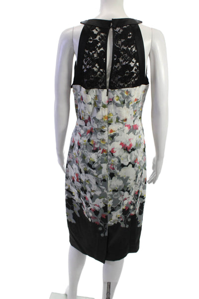 Karen Millen Women Sheath Dress Black High Neck Sleeveless Midcalf Size 10