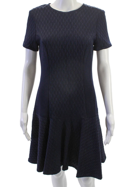 Shoshanna Womens Fit & Flare Dark Blue Argyle Dress Crewneck Size 0