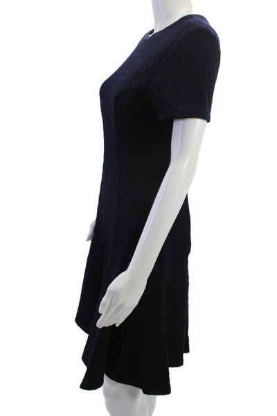 Shoshanna Womens Fit & Flare Dark Blue Argyle Dress Crewneck Size 0