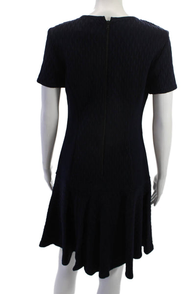 Shoshanna Womens Fit & Flare Dark Blue Argyle Dress Crewneck Size 0