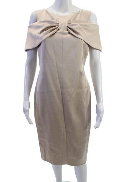 Karen Millen Women Beige Sheath Mid Calf Dress Zip Size 10