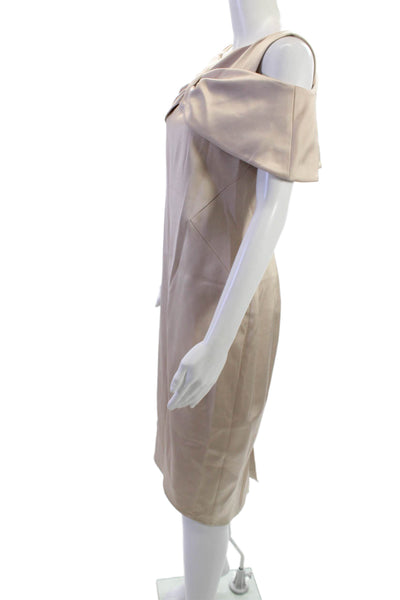 Karen Millen Women Beige Sheath Mid Calf Dress Zip Size 10