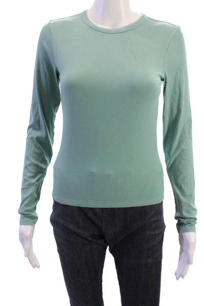 Athleta Women Basic Long Sleeve Crew Neck Modal Blend T-Shirt Green Size S