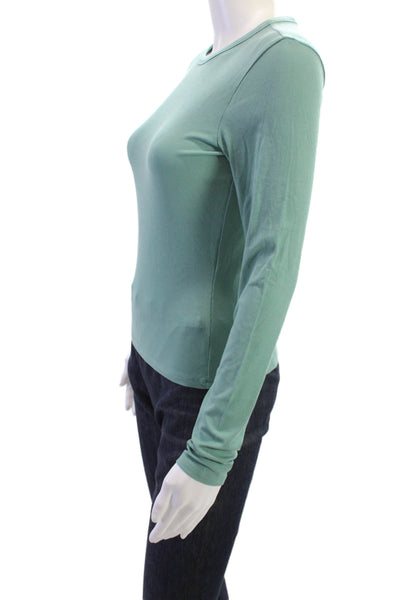 Athleta Women Basic Long Sleeve Crew Neck Modal Blend T-Shirt Green Size S