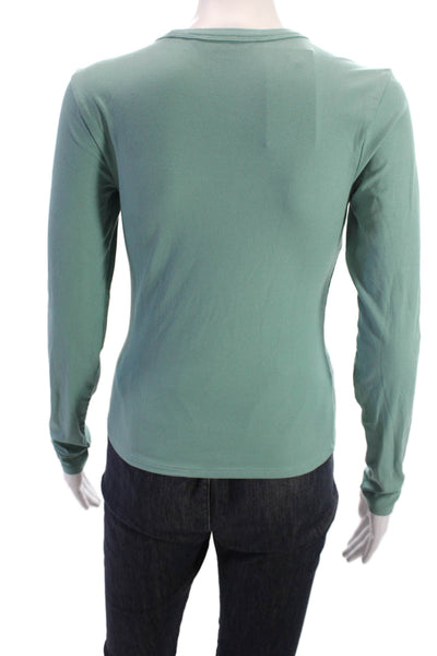 Athleta Women Basic Long Sleeve Crew Neck Modal Blend T-Shirt Green Size S