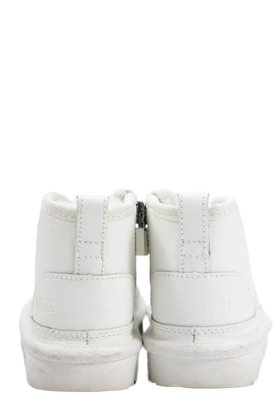 Ugg Girls Leather Side Zip Ankle Boots White Size 6