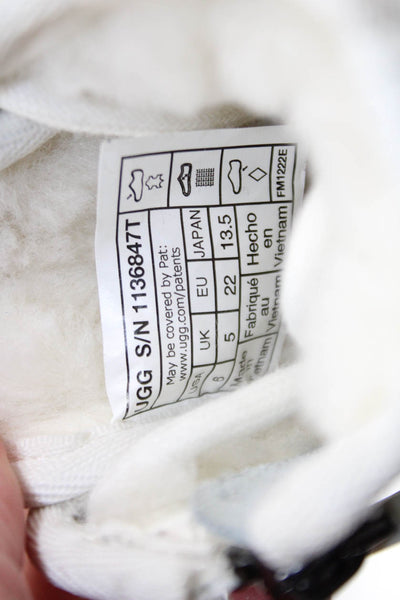 Ugg Girls Leather Side Zip Ankle Boots White Size 6