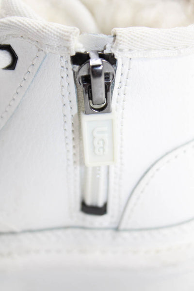 Ugg Girls Leather Side Zip Ankle Boots White Size 6