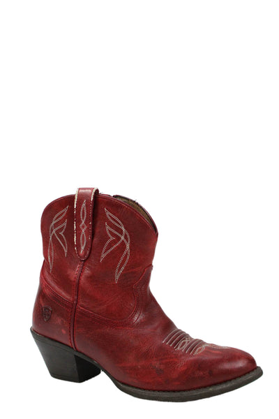 Ariat Womens Leather Cowboy Ankle Boots Red Size 6.5B