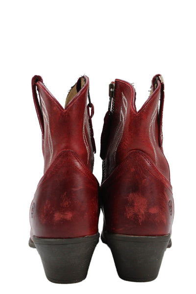 Ariat Womens Leather Cowboy Ankle Boots Red Size 6.5B