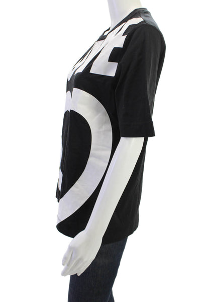 Love Moschino Womens Black Graphic Cotton Crewneck Tee Size 40