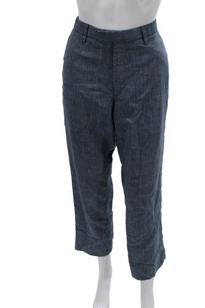 Banana Republic Mens Cropped Ankle Dress Pants Dark Blue Linen Blend Size 32
