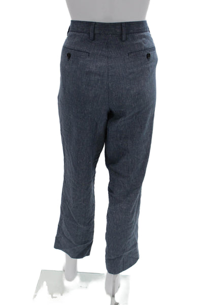 Banana Republic Mens Cropped Ankle Dress Pants Dark Blue Linen Blend Size 32