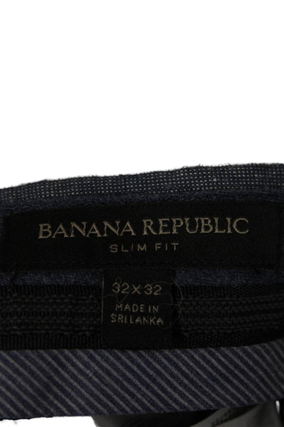 Banana Republic Mens Cropped Ankle Dress Pants Dark Blue Linen Blend Size 32