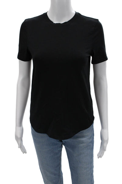 Lululemon Women Basic Black Cotton Blend Short Sleeve T-Shirt Size S