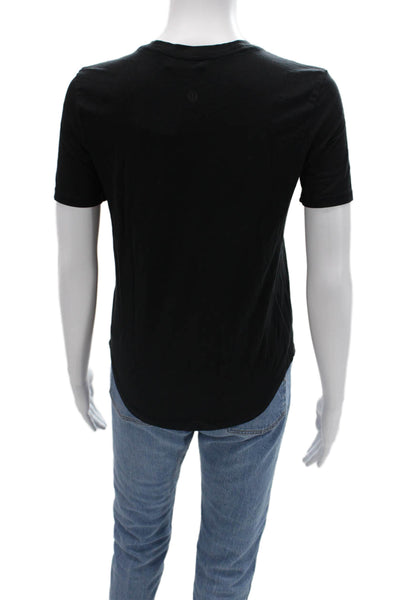 Lululemon Women Basic Black Cotton Blend Short Sleeve T-Shirt Size S