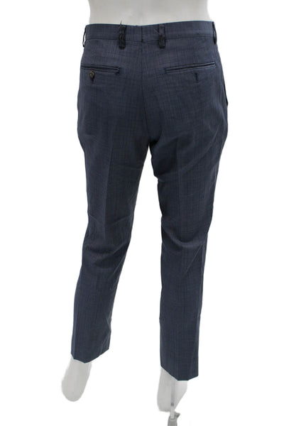 Banana Republic Mens Cropped Dress Pants Dark Blue Wool Check Size 32