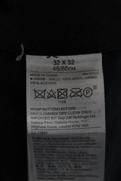 Banana Republic Mens Cropped Dress Pants Dark Blue Wool Check Size 32