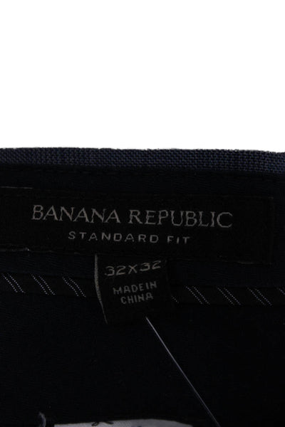 Banana Republic Mens Cropped Dress Pants Dark Blue Wool Check Size 32