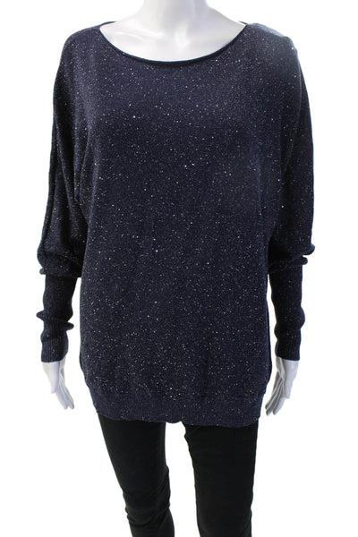 Lafayette 148 New York Unisex Pullover Dark Blue Stars Silk Cotton Size M
