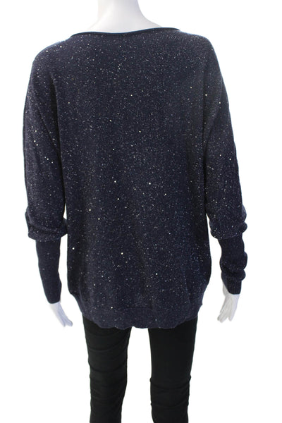 Lafayette 148 New York Unisex Pullover Dark Blue Stars Silk Cotton Size M
