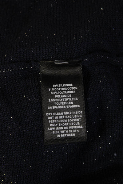 Lafayette 148 New York Unisex Pullover Dark Blue Stars Silk Cotton Size M