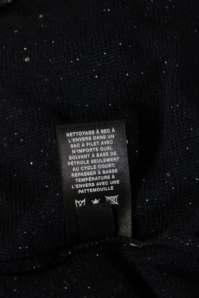 Lafayette 148 New York Unisex Pullover Dark Blue Stars Silk Cotton Size M
