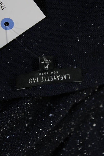 Lafayette 148 New York Unisex Pullover Dark Blue Stars Silk Cotton Size M