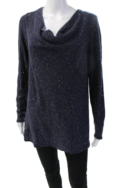 Lafayette 148 New York Unisex Pullover Sweater Dark Blue Silk Cotton Size M
