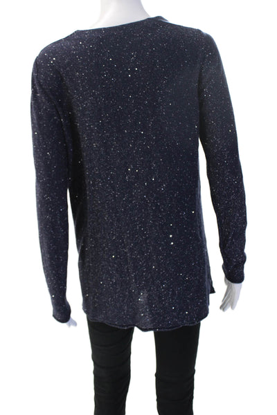 Lafayette 148 New York Unisex Pullover Sweater Dark Blue Silk Cotton Size M