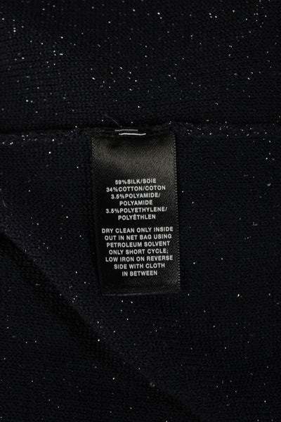 Lafayette 148 New York Unisex Pullover Sweater Dark Blue Silk Cotton Size M