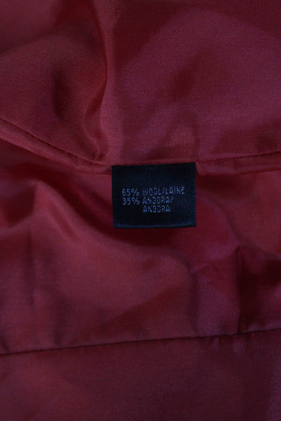 Lafayette 148 New York Womens Red Wool Angora Collared Button Blazer Size 8