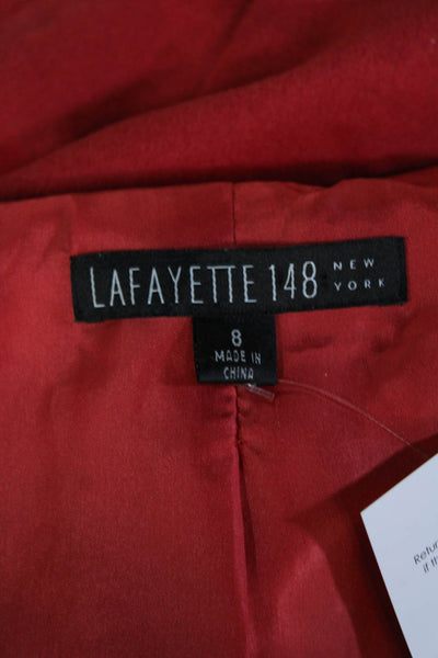 Lafayette 148 New York Womens Red Wool Angora Collared Button Blazer Size 8