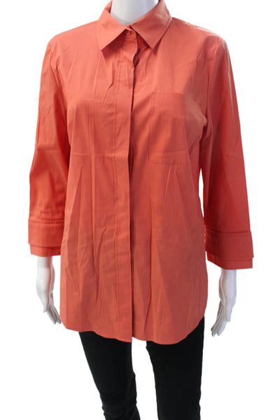 Lafayette 148 New York Women Button-Up Blouse 3/4 Sleeve Orange Size 10