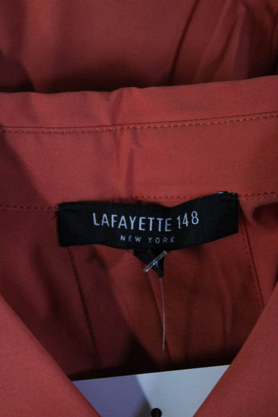 Lafayette 148 New York Women Button-Up Blouse 3/4 Sleeve Orange Size 10