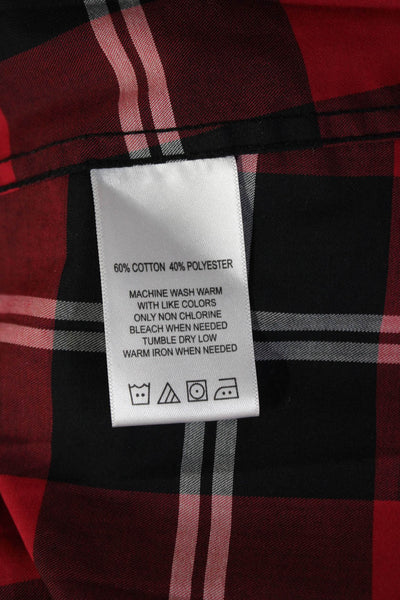 Foxcroft Womens Tunic Button-Up Black Plaid Collared Long Sleeve Size 8