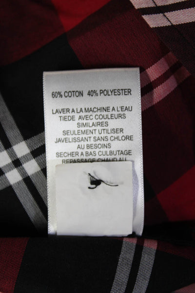 Foxcroft Womens Tunic Button-Up Black Plaid Collared Long Sleeve Size 8