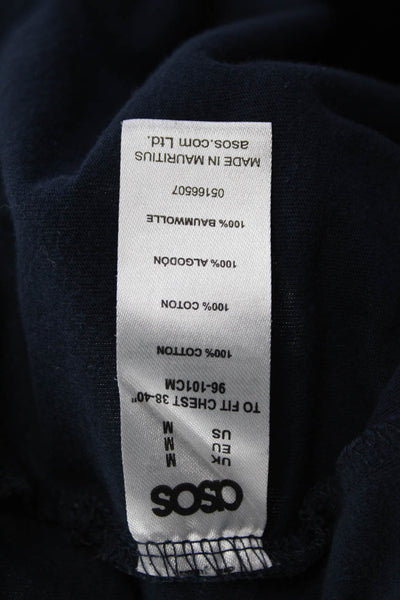 Asos Mens Dark Blue 90s Graphic Cotton Short Sleeve Crew Neck T-Shirt Size M