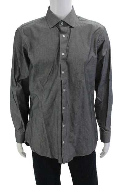 The Tie Bar Mens Dress Shirt Point Collar Dark Gray Cotton Size 16.5