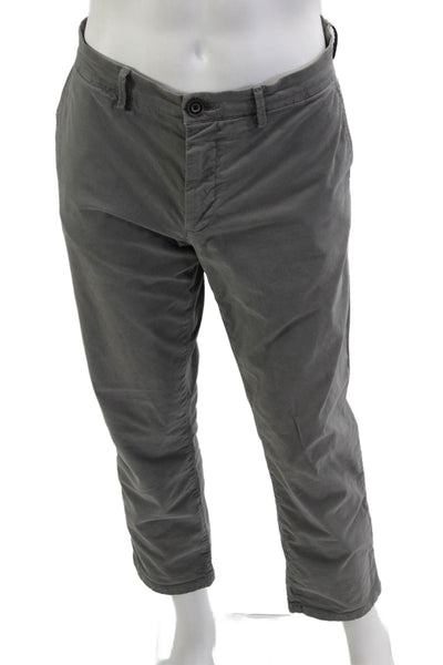 Allen Edmonds Mens Cropped Chino Pants Gray Button Fly Size 35