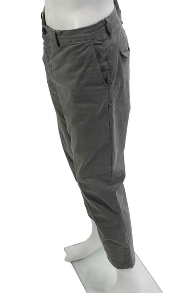 Allen Edmonds Mens Cropped Chino Pants Gray Button Fly Size 35