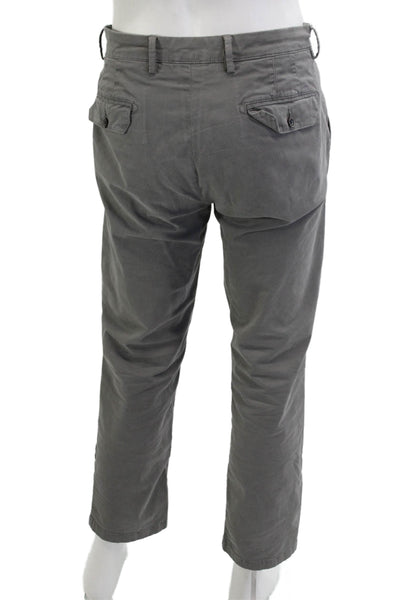Allen Edmonds Mens Cropped Chino Pants Gray Button Fly Size 35