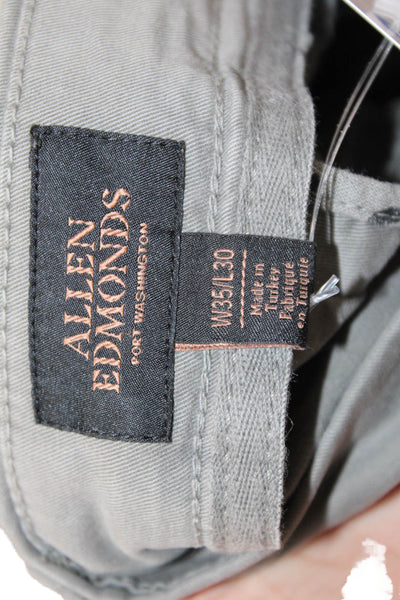Allen Edmonds Mens Cropped Chino Pants Gray Button Fly Size 35