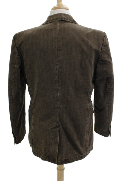 Ted Baker Mens Striped Collared Blazer Brown Long Sleeve Size 6XL