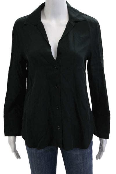 Zara Women Collared Black Button-Up Long Sleeve Blouse Button Cuff Size XS