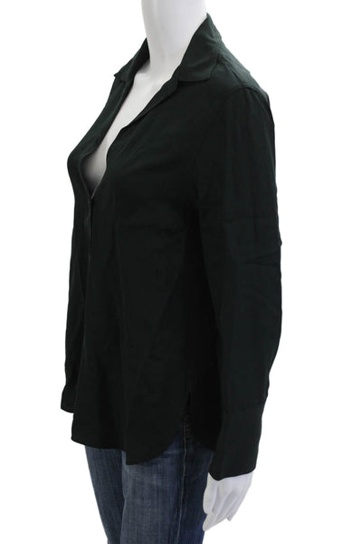Zara Women Collared Black Button-Up Long Sleeve Blouse Button Cuff Size XS