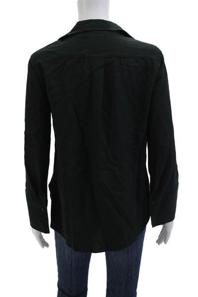 Zara Women Collared Black Button-Up Long Sleeve Blouse Button Cuff Size XS