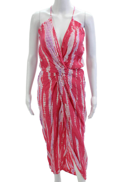 YFB Womens Maxi Wrap Dress Pink Sleeveless Buckle Beach Size XS
